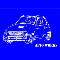 猫と旧車シリーズ。ドライブニャンコ with ALTO Works 【明るいビタミンカラー】 4枚目の画像