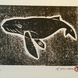 紙版画　「クジラ」(作品のみ) 1枚目の画像