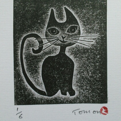 版画「ハチワレ猫（ピンク）」 版画 takeshiro painting 通販