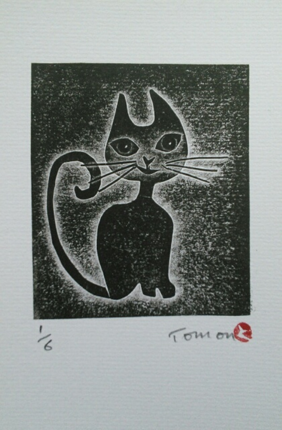 版画「ハチワレ猫」 版画 takeshiro painting 通販 17967374