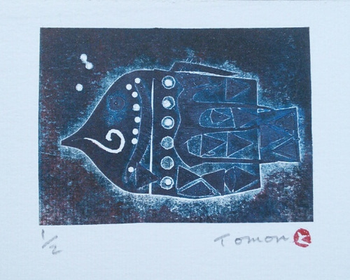 色鉛筆画・版画》お洒落魚 SHOji(ゆうパケット) - 絵画や壁掛け