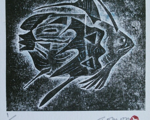 紙版画「魚」(作品のみ) 版画 tomon 通販 2800761｜Creema(クリーマ)