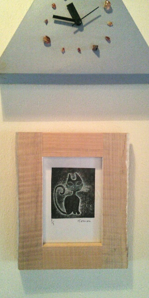 紙版画「夜の黒猫」(作品のみ) 2枚目の画像