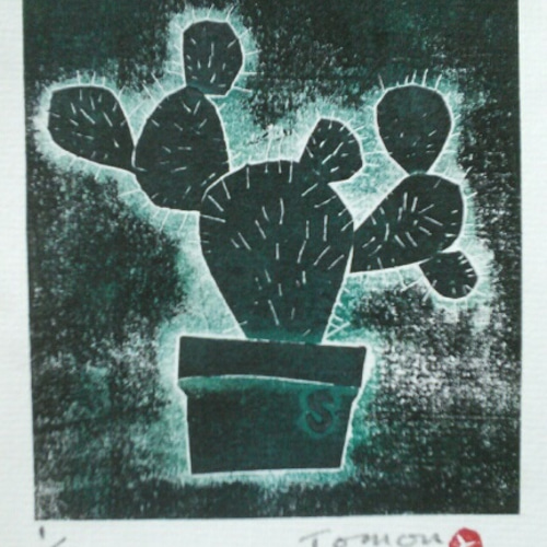 紙版画「サボテン 2」(作品のみ) 版画 tomon 通販 2881739｜Creema 