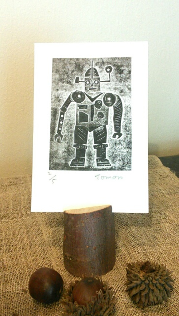紙版画「ロボット」(作品のみ) 3枚目の画像