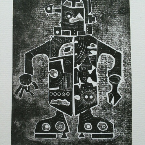 紙版画「ロボットⅡ」(作品のみ) 版画 tomon 通販 2887027｜Creema