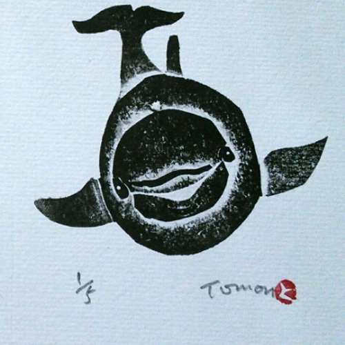 紙版画「イルカ」(作品のみ) 版画 tomon 通販 3017121｜Creema(クリーマ)
