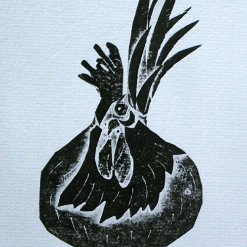 紙版画「ニワトリ」(作品のみ) 版画 tomon 通販 3035987｜Creema