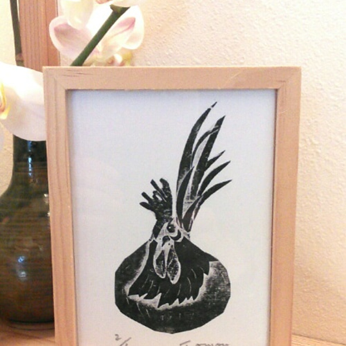 紙版画「ニワトリ」(作品のみ) 版画 tomon 通販 3035987｜Creema