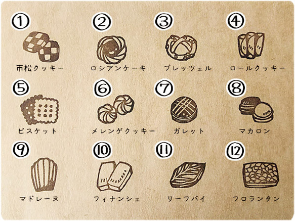 【受注制作】好きな洋菓子を選べるはんこ【送料無料】 2枚目の画像