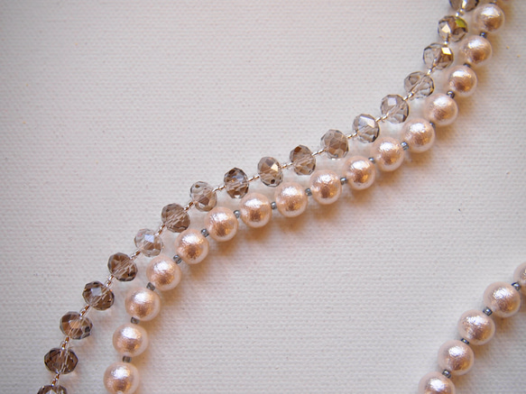 pearl&crystal ｱｼﾝﾒﾄﾘｰnecklace  (b) 5枚目の画像