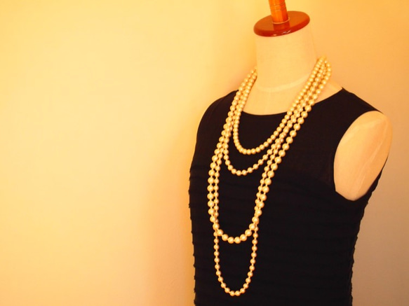 ４連 cotton pearl necklace 1枚目の画像