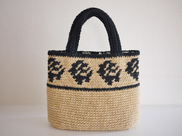 手編み　麻ひもバッグ 1枚目の画像