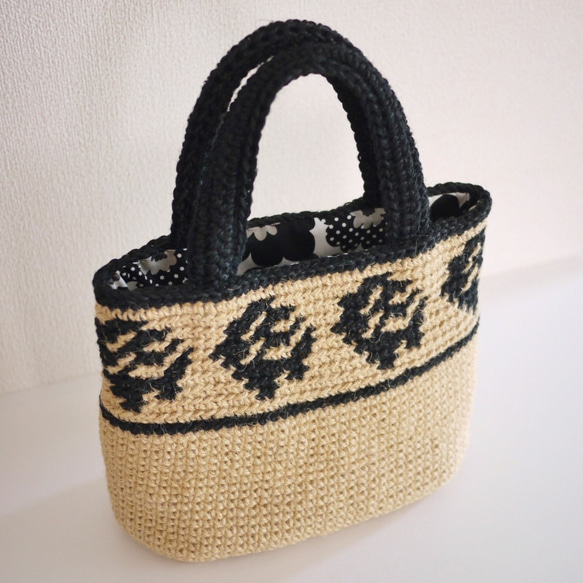手編み　麻ひもバッグ 3枚目の画像