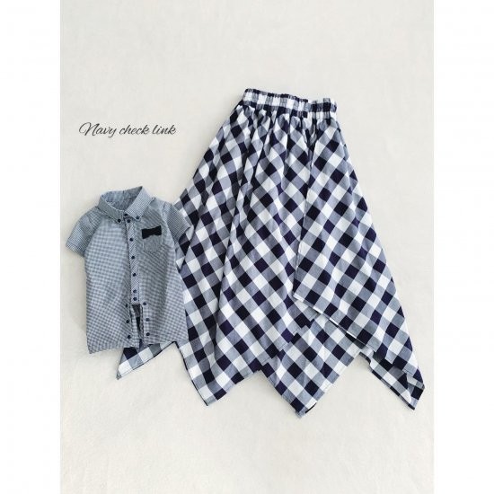 ネイビーチェック親子リンクセット（ママ＆ベビー）