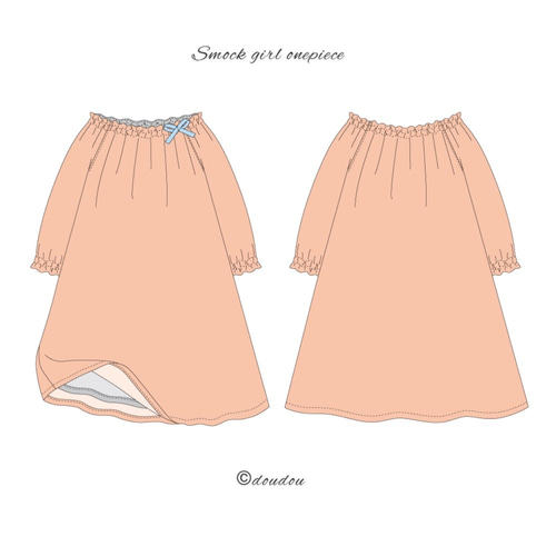 リバティ生地エリザベス スモックガールワンピース 子供服 DOUDOU 