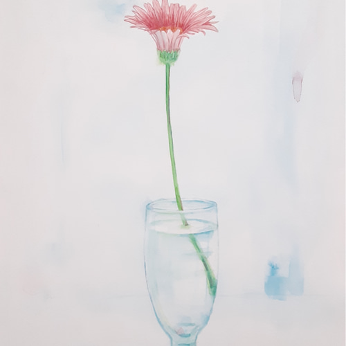 レア・原画①】山口一郎 赤い花 ポストカード 原画 「赤い花」