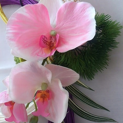 洋風正月飾り・ラタンベース本結び・紫・胡蝶蘭 3枚目の画像