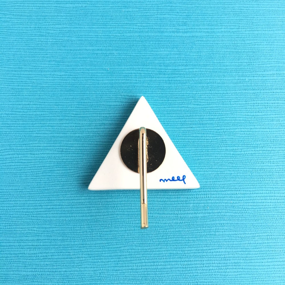 幾何学三角ヘアゴム・ポニーフック（黄×青×白） 5枚目の画像