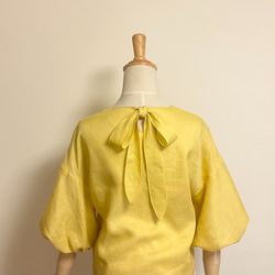 ミモザのセットアップ　バックリボン リネンのブラウス&ミモザのスカート 2枚目の画像