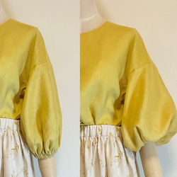 ミモザのセットアップ　バックリボン リネンのブラウス&ミモザのスカート 5枚目の画像
