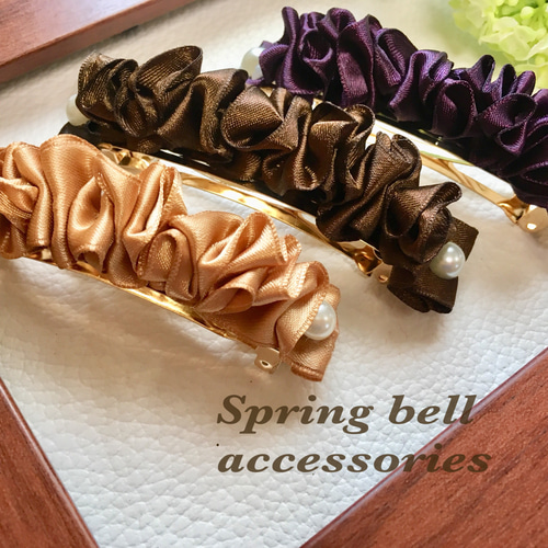 ☆送料無料☆くしゅくしゅサテンリボンのバレッタ バレッタ Spring 