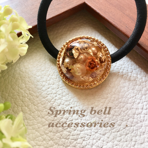 オレンジ系ドームレジンヘアゴム