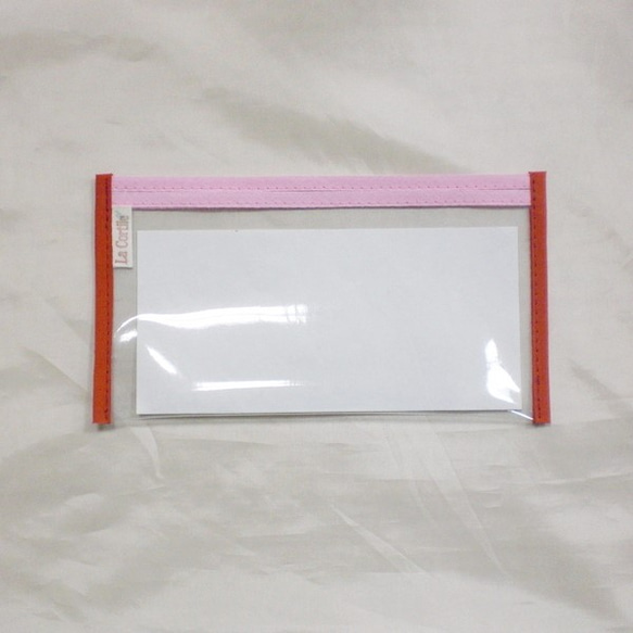 クリアケース（お札・商品券）／赤＋ピンクのコンビ 2枚目の画像