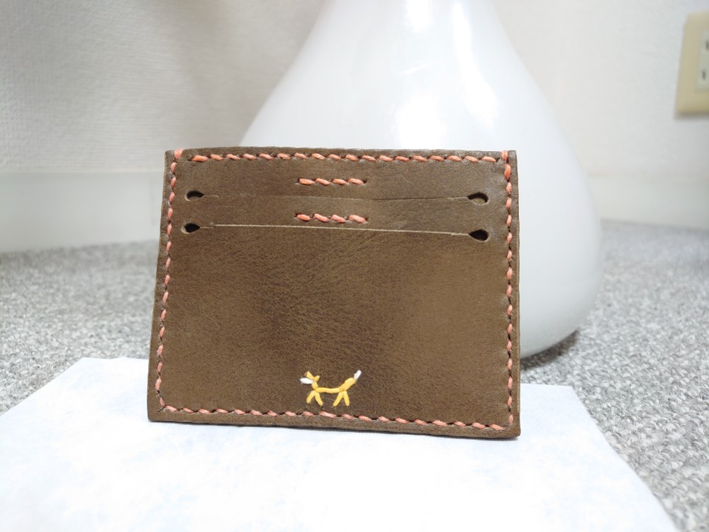 アンティークレザーのミニウォレットばね口