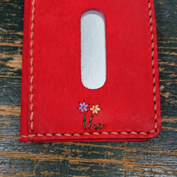イタリアンレザープエブロ手縫いのパスケース【flower】 5枚目の画像