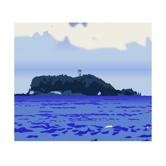 Blue Reflection 江ノ島海岸　＊＊マット、額装付き＊＊ 3枚目の画像