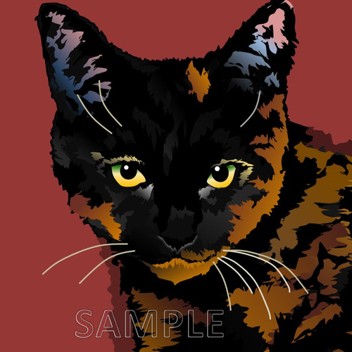 新作猫！ 湘南Cats ポートレイト10 サビ猫 絵画 cocodesign 通販