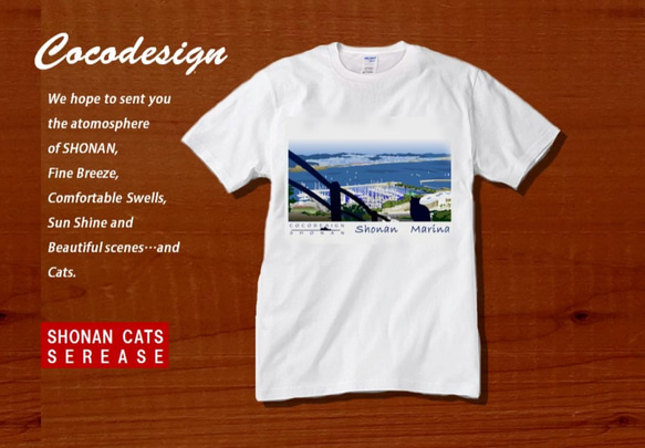 湘南Sea side Tシャツ　004　Shonan marina with Cat 3枚目の画像