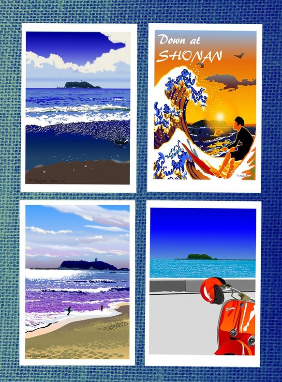 再販　湘南　海景　Shonan　Beach　ポストカード4枚セット 1枚目の画像