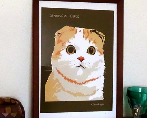ス*ル様 【原画】切り絵『スコティッシュフォールド』　アート　絵画　額縁　猫　イ 1_13696212308490e58a4feed6e18b