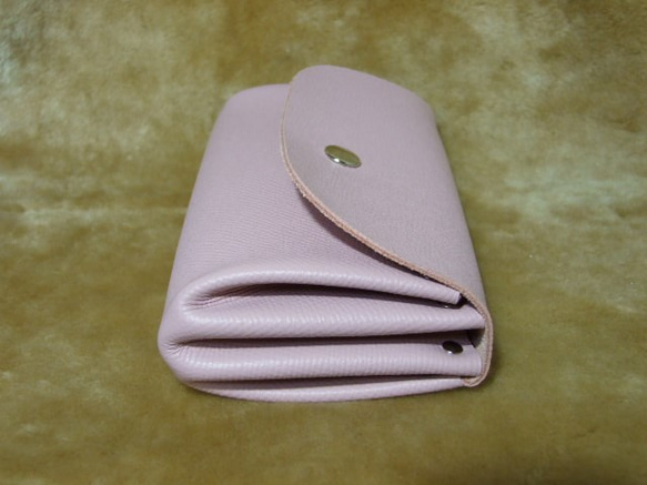 アコーディオン♪　お財布～ワイドタイプ（ピンク　シボ柄） 2枚目の画像