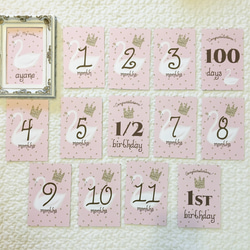 【送料無料】スワンの月齢カード(ピンク) 4枚目の画像