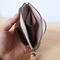 ポッケのついたちいさなお財布　イタリアレザー　ダークブラウン 3枚目の画像