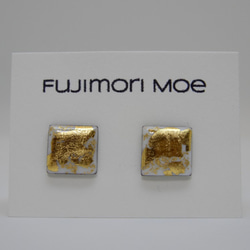 七宝焼〉金箔ひしがたピアス 大 ピアス（スタッド・一粒） tooclemo
