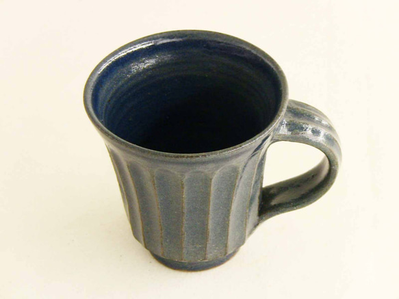 しのぎ手コーヒーカップ（呉須）／オーダー受付可 3枚目の画像