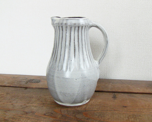 船木研兒 白釉手付壺 花瓶 水差し 陶芸家 船木研児 船木研兒