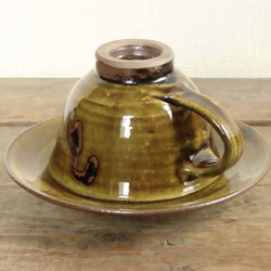 スリップウェアのカップ＆ソーサ（黄） 4枚目の画像
