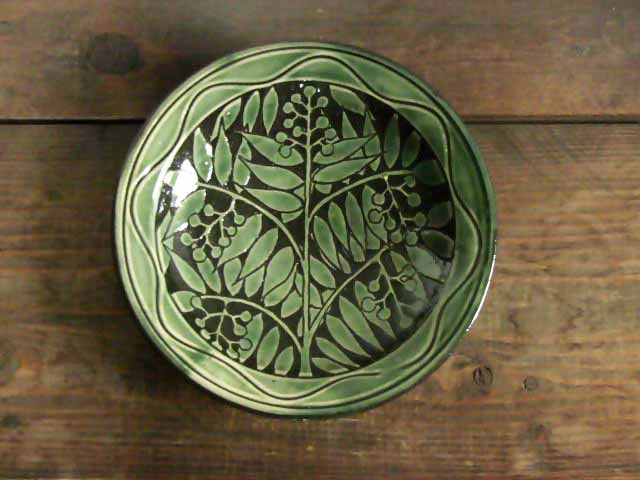 ななかまど掻き落し皿（織部）／オーダー可