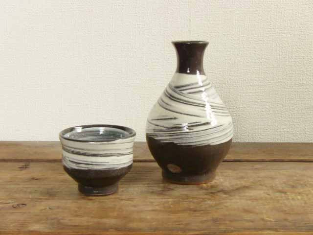 刷毛目文酒器セット（透明）／オーダー可