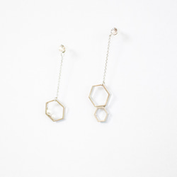 Hexagonal  アシンメトリーピアス 4枚目の画像