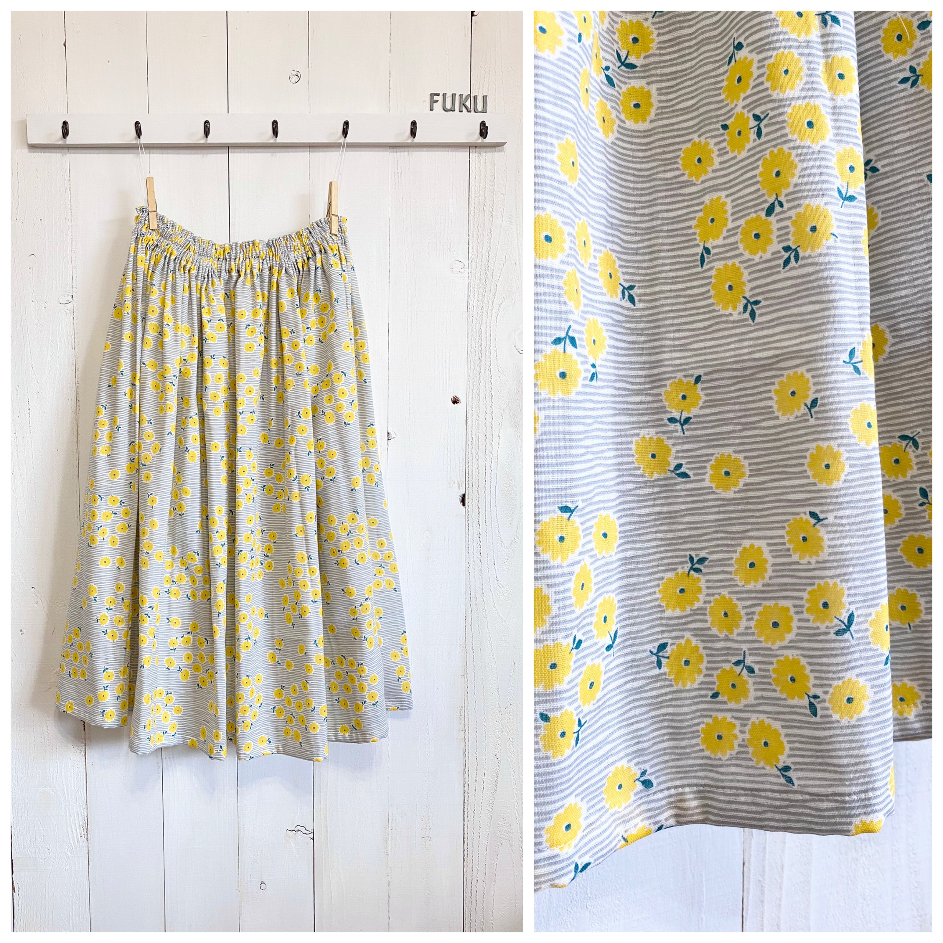 北欧イエローダブルガーゼギャザースカート
