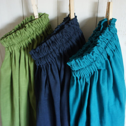 ダブルガーゼギャザースカート　エメラルドグリーン 5枚目の画像