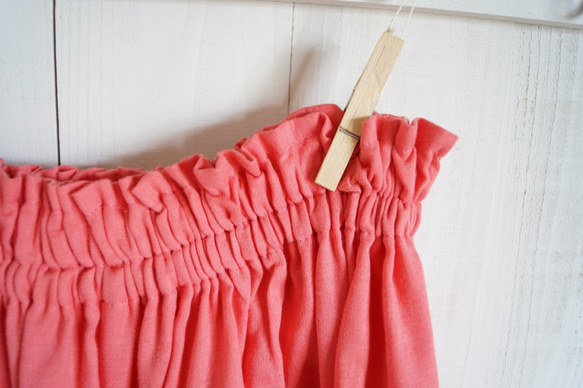 ダブルガーゼギャザースカート　コーラルピンク 3枚目の画像