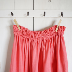 ダブルガーゼギャザースカート　コーラルピンク 4枚目の画像