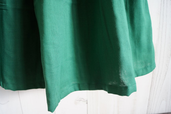ダブルガーゼギャザースカート　グリーン 3枚目の画像